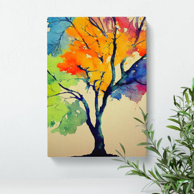 XC1022-4754X Tree In Watercolour No.1 - Wrapped Canvas Print