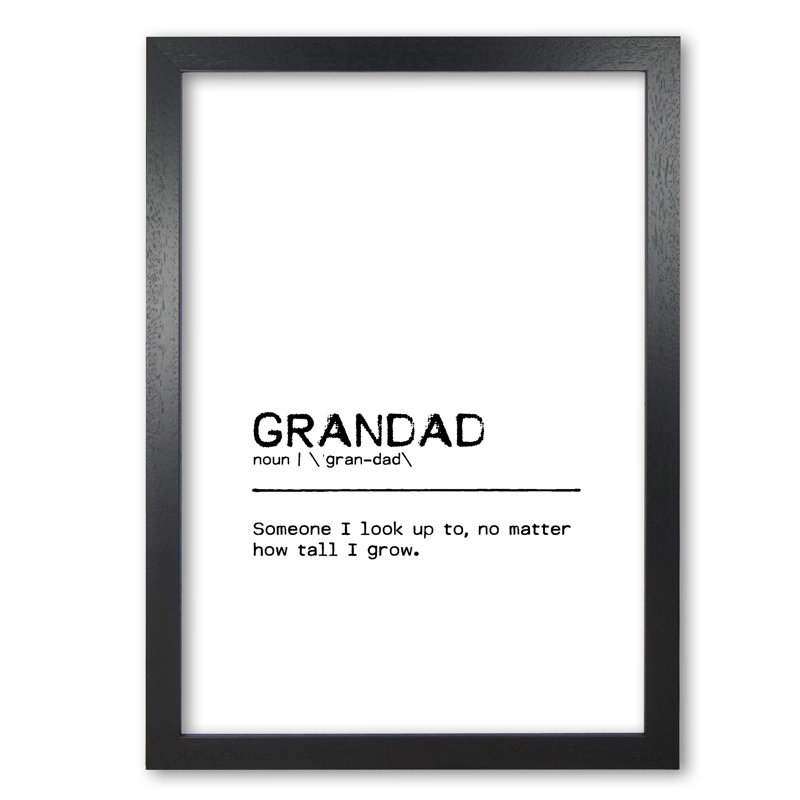 Grandad Tall - Print, 42 cm H x 30 cm W x 5 cm D, Black Grain Frame