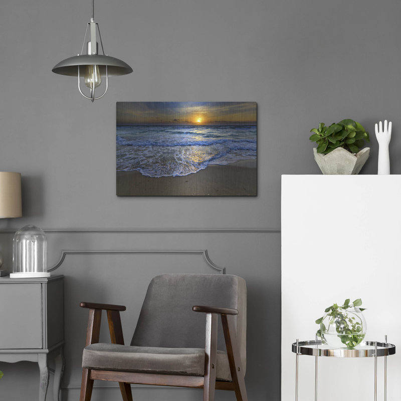 Highland Dunes «Sunrise On South Beach Ii» par Rick Berk, mur en métal, H 16 po x l 24 po