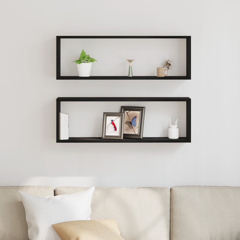 Floating Shelf, Black, 26cm H x 80cm W x 15cm D