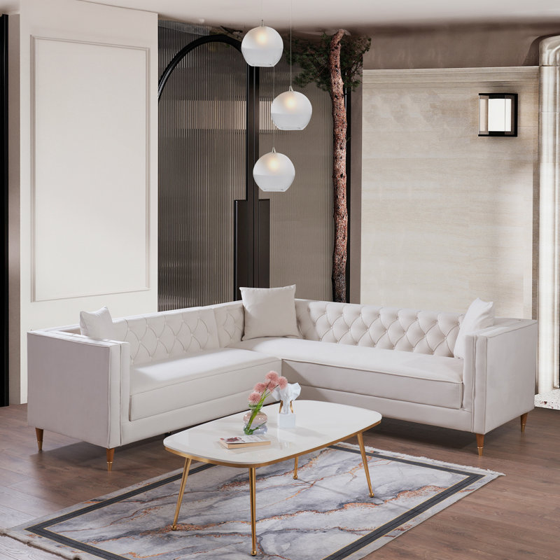 Reznor 2 - Piece Upholstered Sectional, Cream