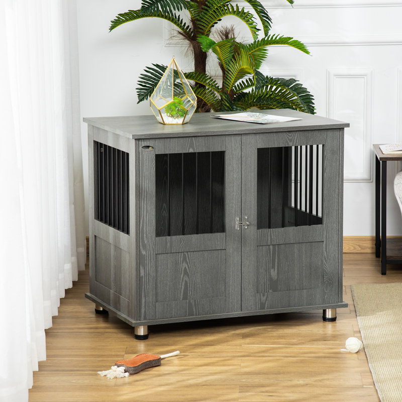 Furniture Style Crate with 2 Doors, Grey