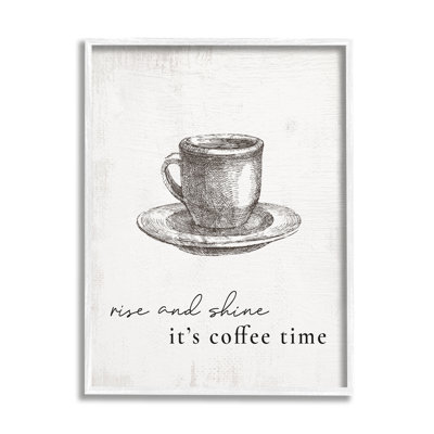 Rise And Shine Coffee Time Morning, inspiration, encadré blanc, estampe numérique de Daphne Polselli