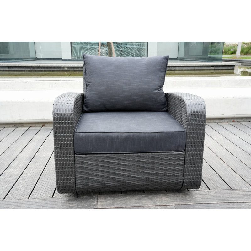 Wicker Premium All-Weather Wicker Outdoor Dining Armchair with Cushion