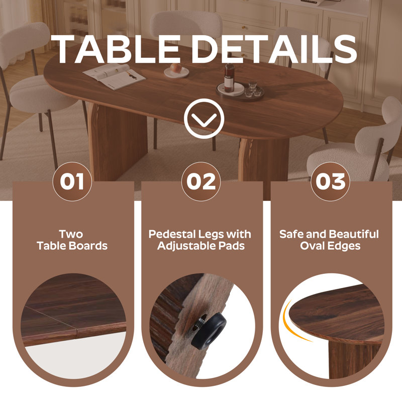 Ensemble de table de salle à manger Farmerhouse, 7 pièces : table, 6 chaises, Vert olive, Brun