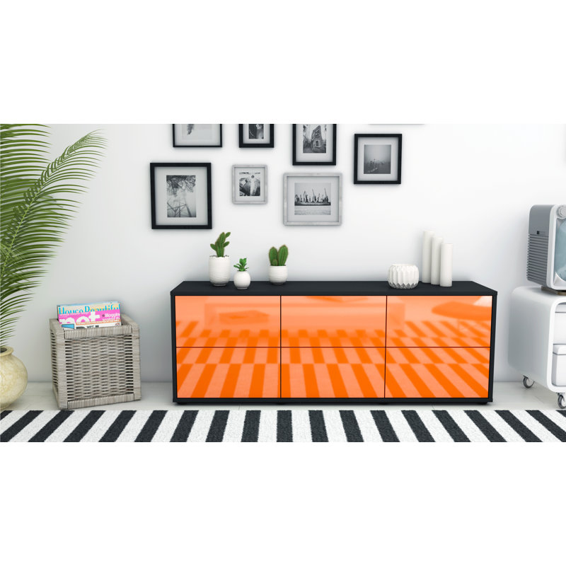Wunderlich TV Stand, High-gloss Orange / Matte Anthracite