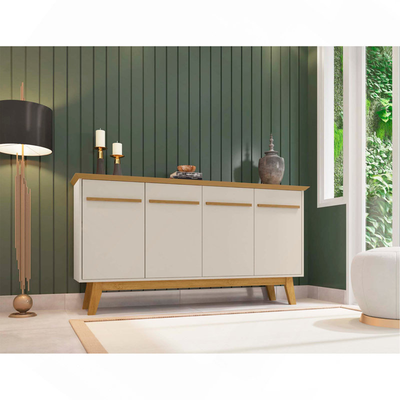 Buffet blanc cassé et naturel, Brun / Blanc