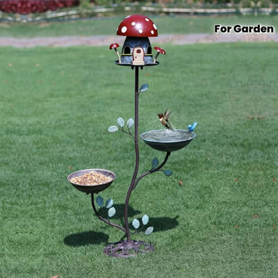 Cast Iron Pedestal Bird Bath Unique Bird Baths Bird House And Bird Feeder Seed Tray For Outdoor Garden Yard Decor