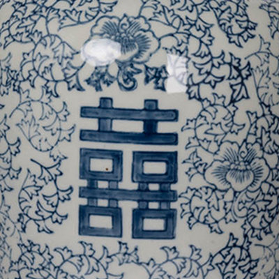 Pot décoratif en gingembre avec couvercle, porcelaine bleue et blanche, 13 pouces