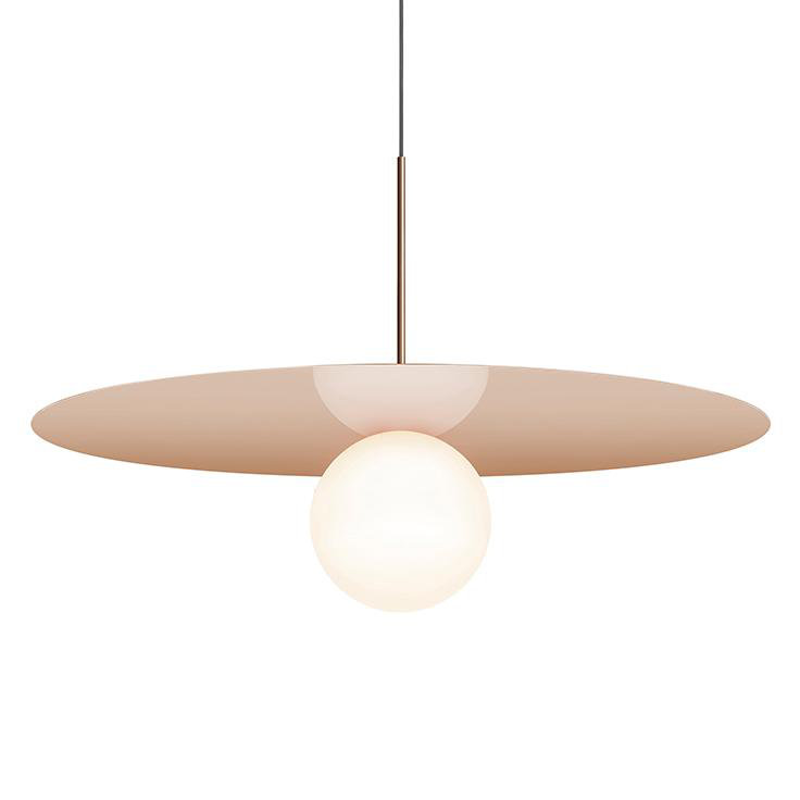 Luminaire suspendu à disque Bola, Or rose, H 17,5 po x l 32 po x P 32 po
