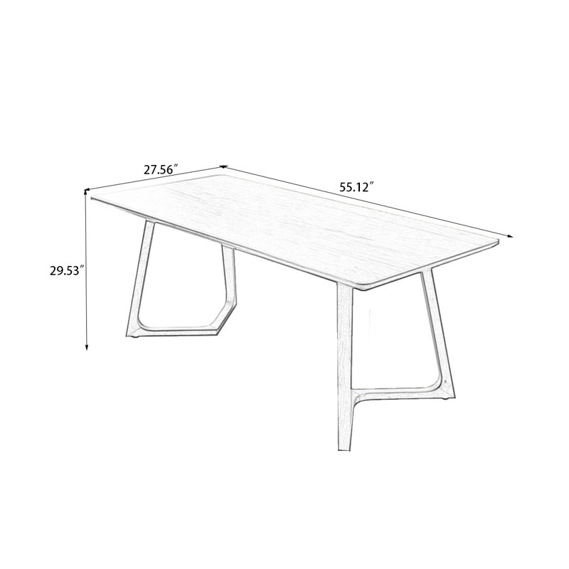 Brown Rectangular Solid Wood Dining Table, 29.53"H x 55.12"L x 27.56"W