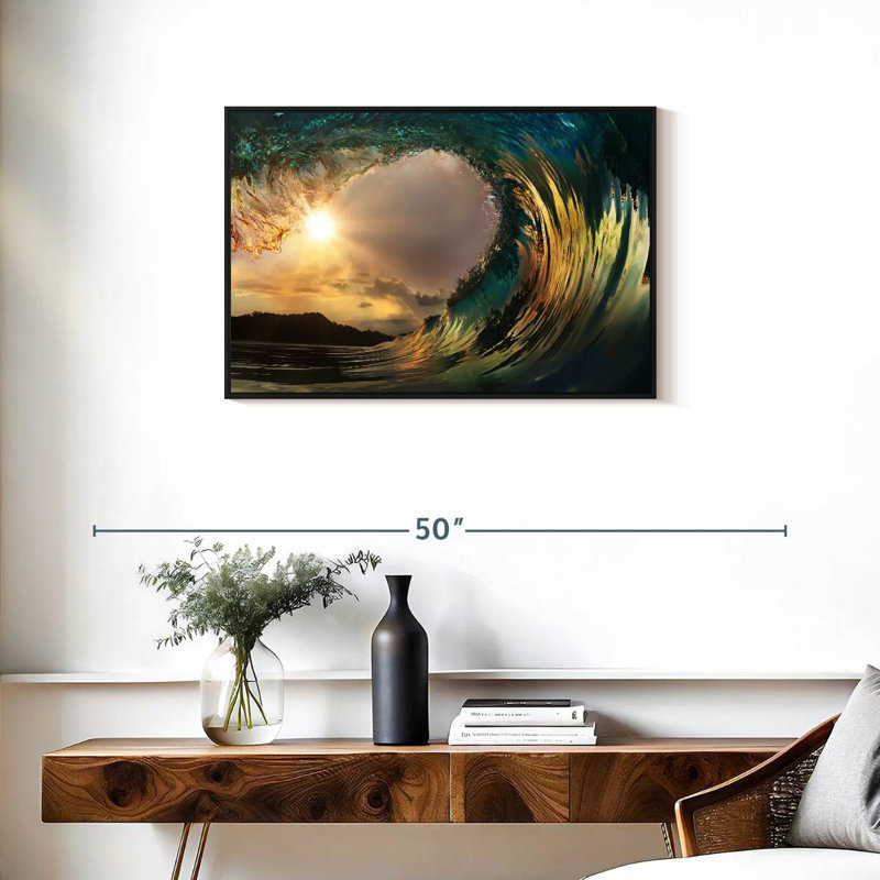 Cristal vague de l'océan, Cadre flottant noir, 31 po x 21 po