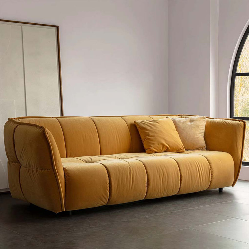 Fabric Retro Style Sofa, Yellow