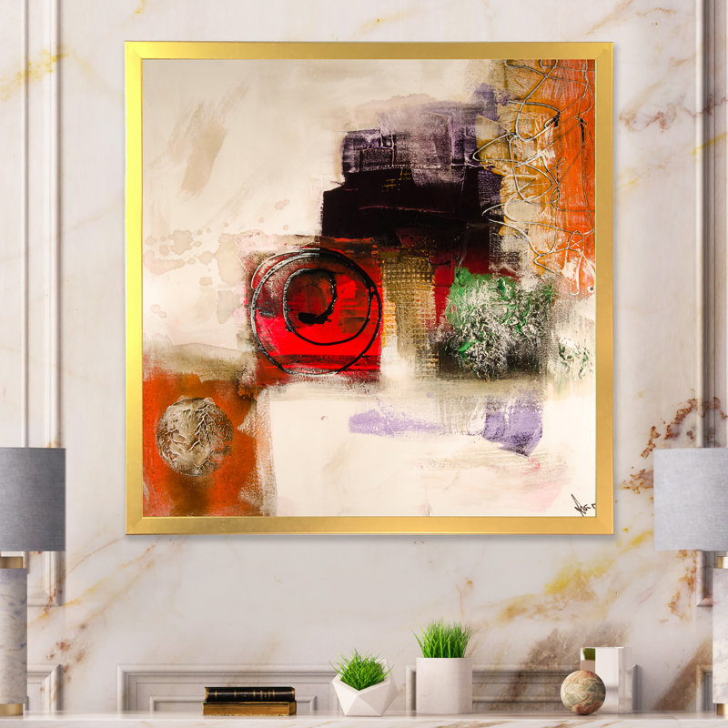 «Abstract Energetic Color Dance II», reproduction de cadre photo sur toile, H 16 po x l 16 po x P 1 po, Cadre photo doré