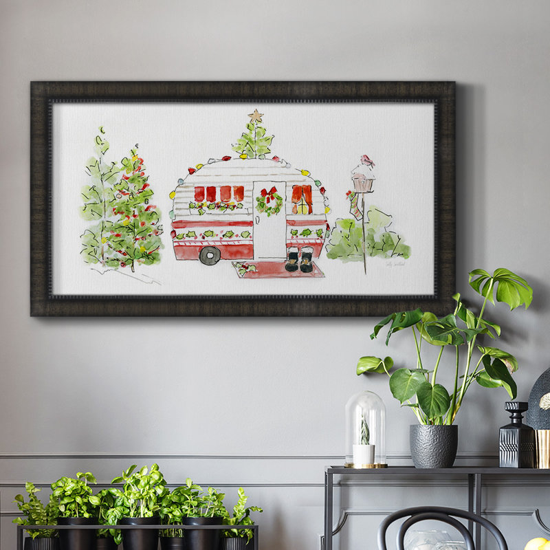 Holiday Camper II, toile encadrée de qualité supérieure - prête à être accrochée, Noir, H 25 po x l 45 po x P 1 po
