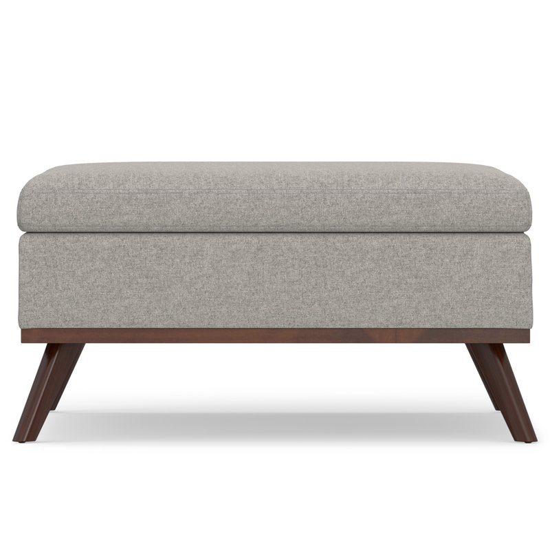Owen 36"W Upholstered Fabric Mid-Century Modern Square Lift-Top Ottoman with Tufted Detail, Cloud Gray 100% Polyester