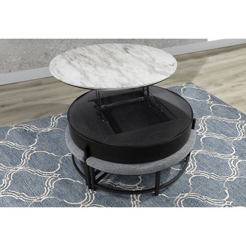 Table basse avec 3 tabourets T42, Gris