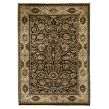 High-Quality Hand-Knotted Black And Gold Area Rug