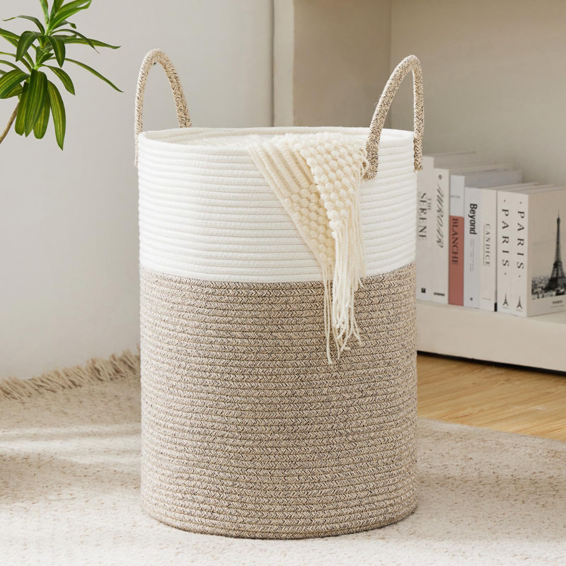 Bac de rangement Dovecove, H 22,01 po x l 15,98 po x P 15,98 po, Brun / blanc