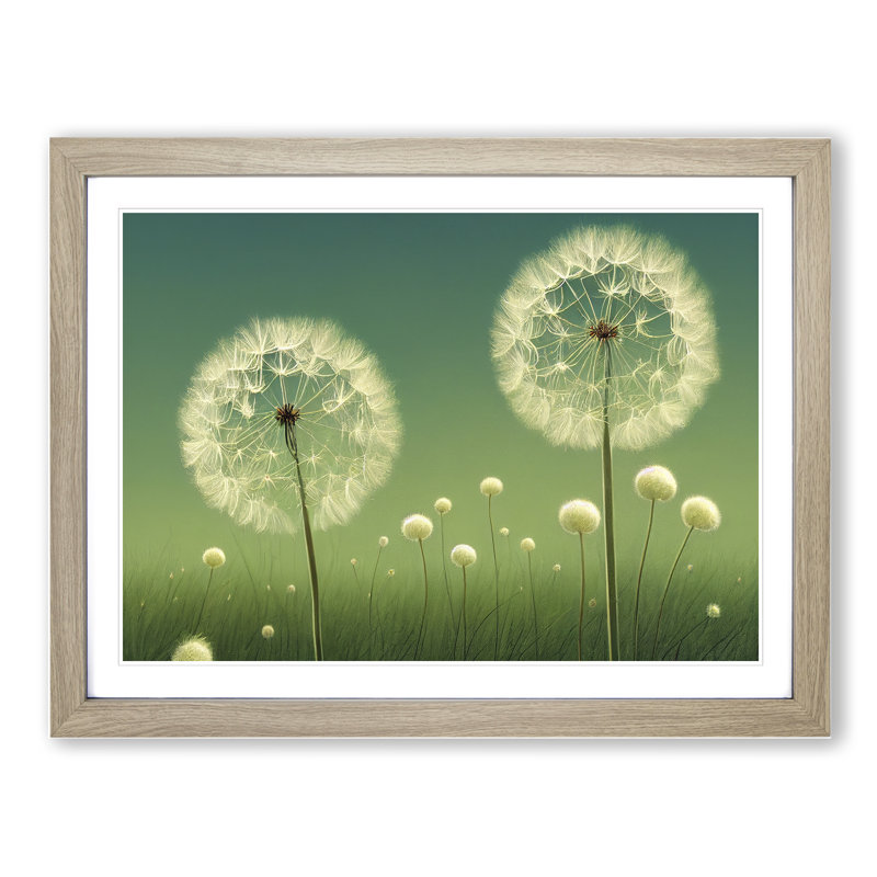 Dandelion Field - Single Picture Frame Print, Oak, 34cm H x 46cm W x 2cm D