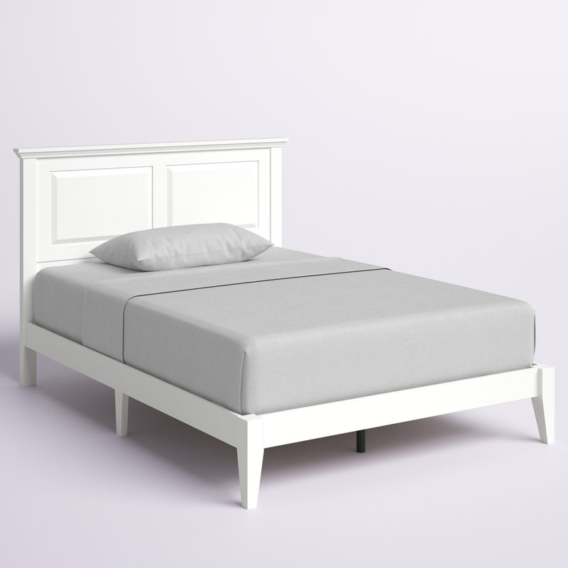 Lit plateforme en bois massif Markovich, Blanc, Double