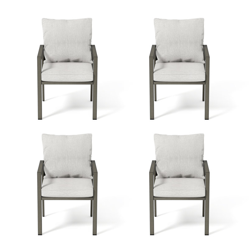 Chaises de patio en aluminium 4 pièces avec coussins gris clair Merrill