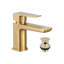 Bathroom Sink Hot And Cold Faucet With Sprung Waste,Single Lever,Gold-572175619