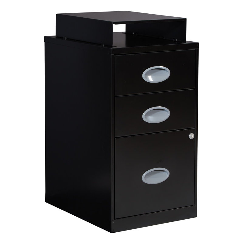 14.25'' Wide 3 -Drawer Steel File Cabinet, Black