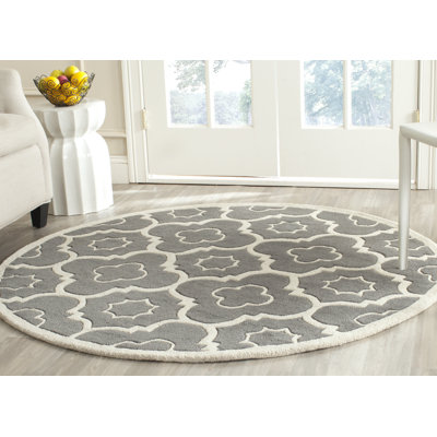 Tapis gris foncé / ivoire en laine touffeté à la main Carolene
