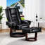 Fauteuil inclinable pivotant à 360 ° avec repose-pieds Meleri, fauteuil inclinable réglable en cuir PU avec base en bois, coussin épais rembourré pour le salon, la chambre à coucher, le bureau et les petits espaces