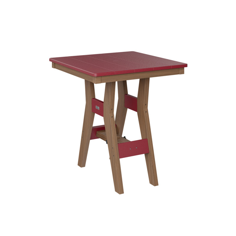 Harbor Outdoor Square Dining Table, Antique Mahogany, Scarlet Red