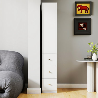 70.87" H Display Storage Cabinet , 4-Tier Shelf, 3 Side Drawers , Modern Wooden Tall Bookshelf Bookcase for Living Room Home Office