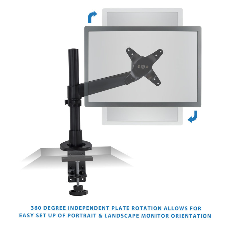 Mount-It Full Motion Adjustable Single Computer Monitor Desk Clamp Mount Up to 32" | Black