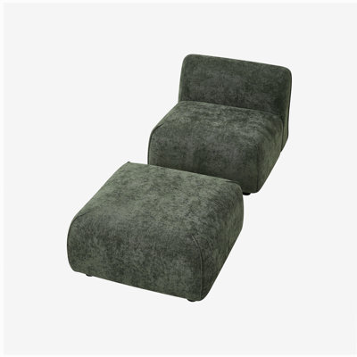 Ensemble de fauteuil d'appoint moderne et moelleux avec ensemble de repose-pieds pour salon et chambre à coucher