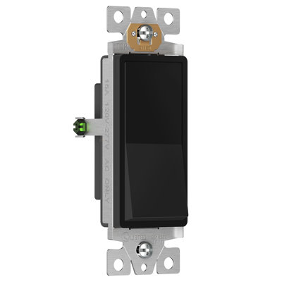  Enerlites 15 Tamper Resistant Single Pole Rocker Light Switch - Black