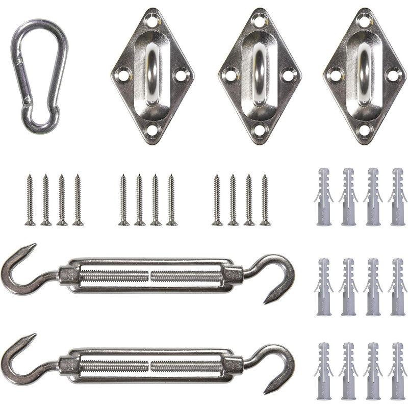 Stainless Steel 6 Inch Triangle Sun Shade Sail Hardware Kit