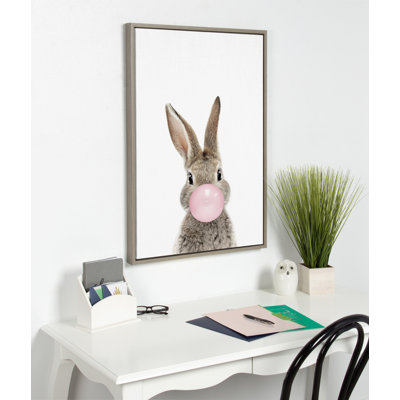 Bubble Gum Bunny by Amy Peterson Framed Canvas Wall Art Print
