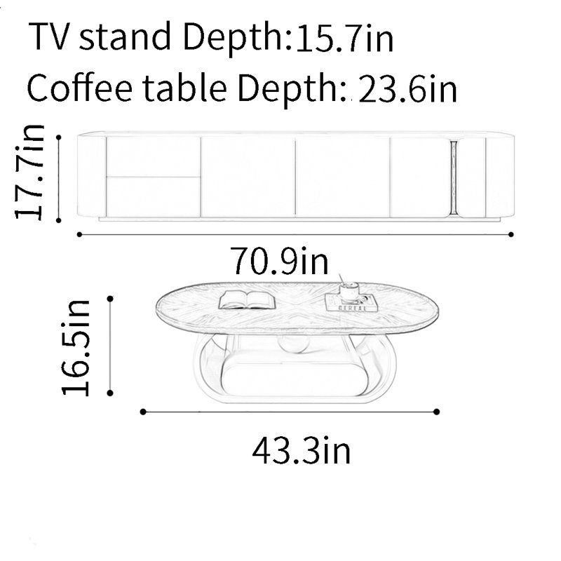 Combinaison de table basse moderne et simple avec meuble télé