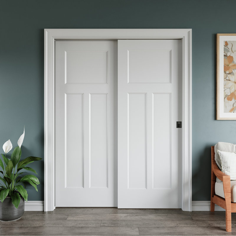 Porte coulissante à panneau coulissant en forme de T Morden, 72 po x 80 po, Noir