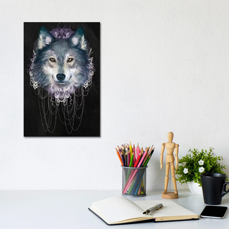 Wolf by Laura Graves - Wrapped Canvas Painting, 20.32 cm H x 30.48 cm W