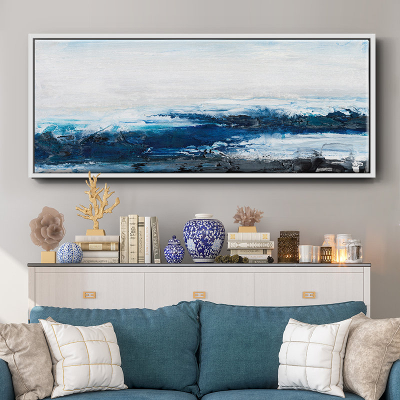 Mysterious Sea I- Framed Canvas, 8" H x 20" W
