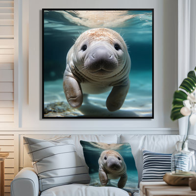 Curious Manatee Gaze III - Art mural lamantin