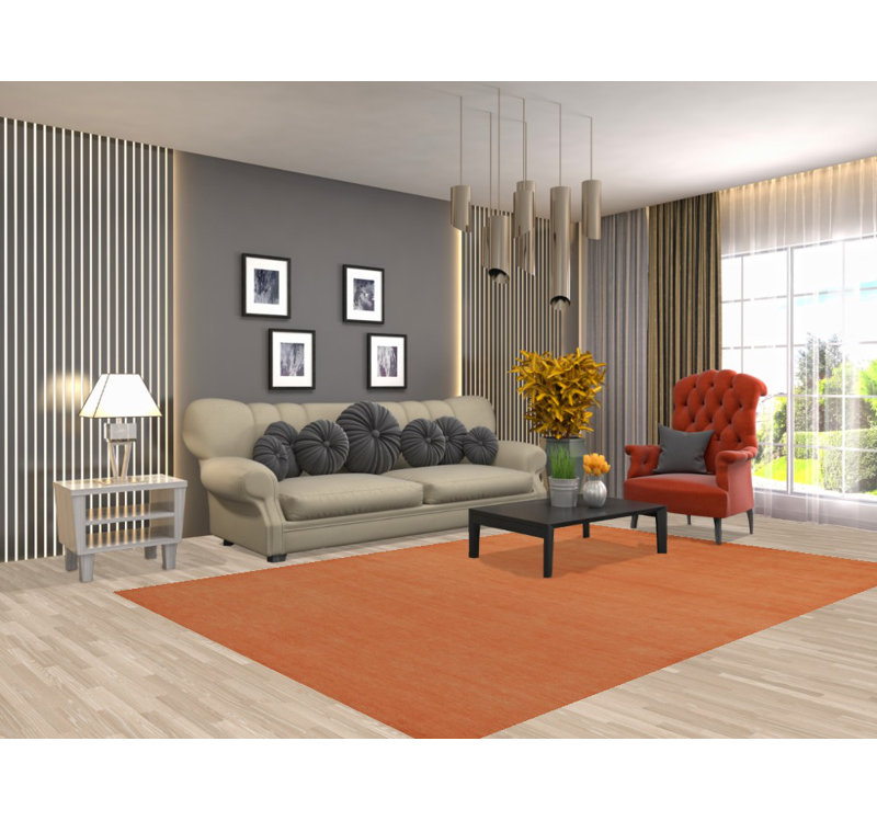 Tapis orange moderne Gabbeh 6 x 9