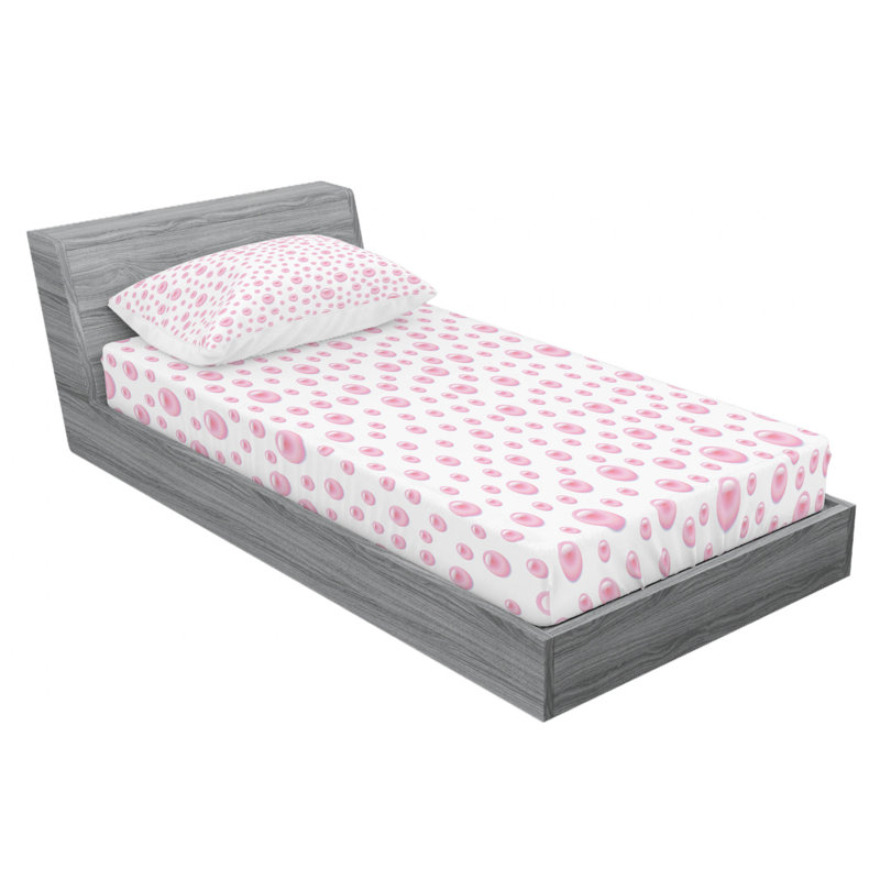 Microfiber Polka Dots Sheet Set, Twin XL Sheet Set with Fitted Sheet