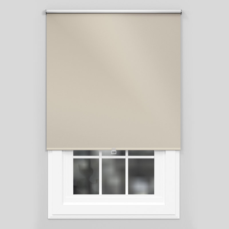 Cut to Size Cordless Blackout Roller Blind, Beige, 190 cm L x 60 cm W