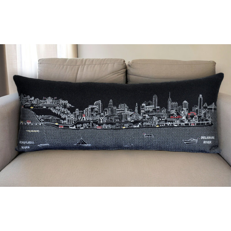 Coussin lombaire 14 "x 35" crème Philadelphia, gris, 14 po x 35 po