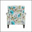 Chaise d'appoint compacte et élégante avec motif floral pastel et pieds en bois massif, idéale pour les petits espaces et les intérieurs modernes.-1047626209