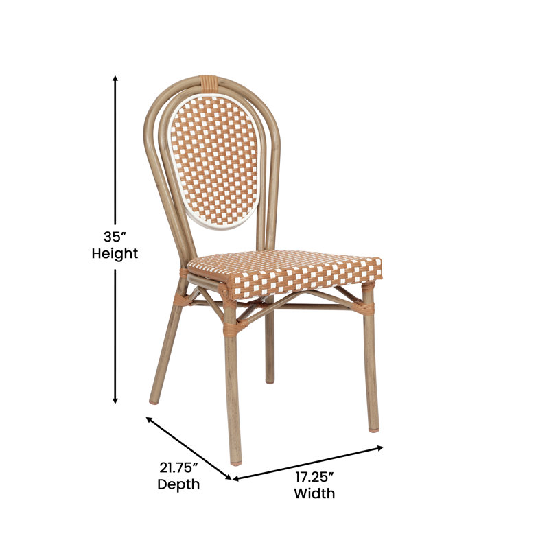Chaises Paris empilables Cloquet, Blanc / brun clair / naturel clair, 2