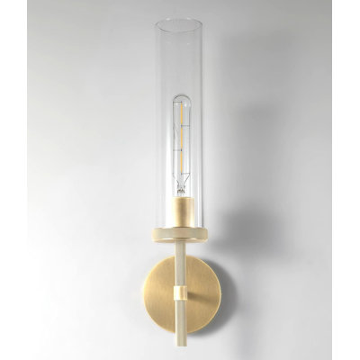 Antique Brass Wall Sconce With LED Bulbs Included - 18 Inch Brushed Gold Hardwired Light Fixture For Bathroom, Bedroom, Or Hallway
