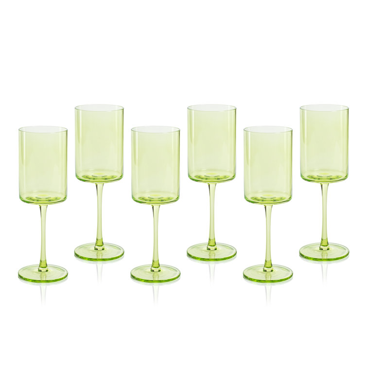 Foligno Wine Glasses, Set of 6 (Set of 6) Color: Light Green
